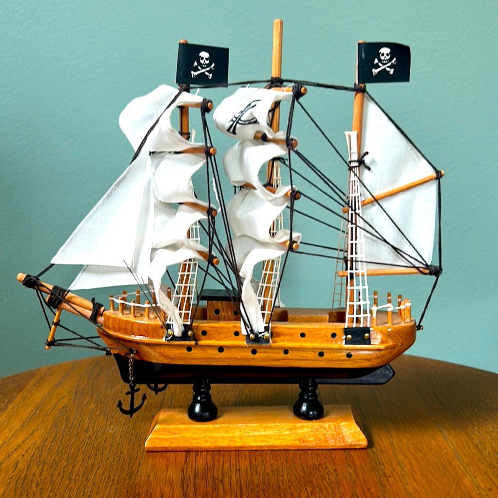 Vintage sail ship wooden pirate ship